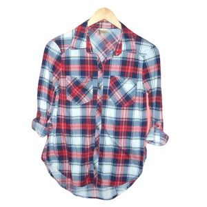 Passport Plaid Button Down Flannel Shirt - Size Small